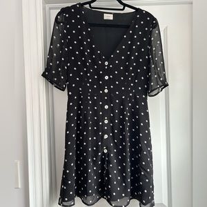 Black & white polka dot mini dress from Aritzia